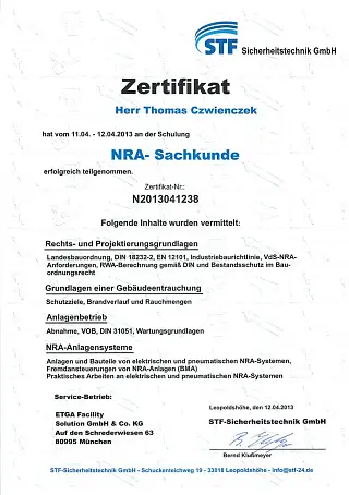 Zertifikat Schulung NRA-Sachkunde